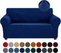 Joccun Stretch Loveseat Couch Cover, 1-Piece Sofa Cover for 2 Cushion Couch Spandex Jacquard Washable Furniture Protector Cover for Living Room,Kids,Pets（Loveseat,Classic Blue）