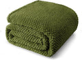 Whale Flotilla Queen Size Fuzzy Fleece Blanket, Fluffy Warm Soft Jacquard Bed Blankets for All Season, Lightweight and Cozy, 90x90 Inch, Olive