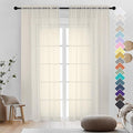 OVZME Cream Sheer Curtains 96 Inches Long 2 Panels - Soft Light Filtering Window Sheer Panels for Living Room/Bedroom, Top Dual Rod Pocket, 1 Pair, Each 42Wx96L Inches.