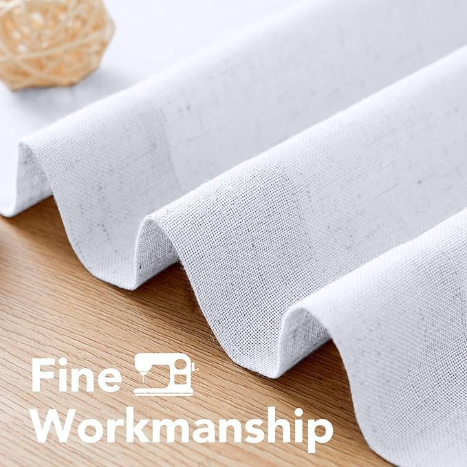 H.VERSAILTEX Living Room Linen Semi Sheer Curtains Nickel Grommet Curtains Privacy Added Energy Saving Light Filtering Window Treatments Draperies for Bedroom, Bright White, 2 Panels, 52 x 84 - Inch