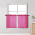 OWENIE Short Hot Pink Sheer Curtains 30 Inch Length 2 Panels Set, Kitchen Curtains Tiers Light Filtering Rod Pocket Cafe Curtain for Basement Bathroom Small Half Window, 42" W x 30" L, Hot Pink