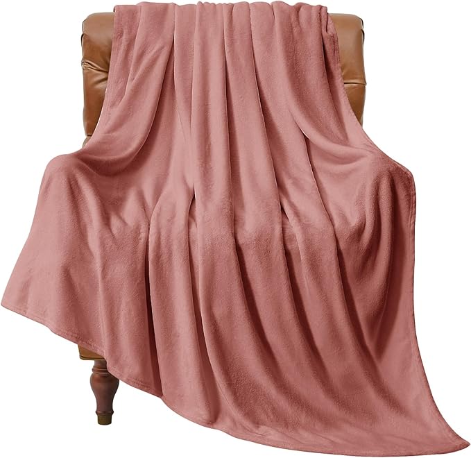 BEDELITE Fleece Blanket Twin Size Dusty Pink Throw Blankets for Couch & Bed, Luxury Plush Cozy Fuzzy Blanket 60x80 inches, Super Soft Warm Lightweight Throw Blanket for Travel Camping