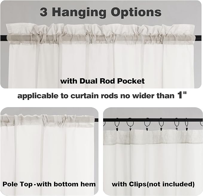 Chyhomenyc Sheer Ivory Curtains 90 inches Long 2 Panels, Light Filtering Soft Airy Solid Elegant Voile Window Treatment Drapes for Bedroom Living Room Wedding Party Decor, 42 Wx90 L Inches