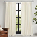 RYB HOME Ivory White Velvet Curtains 102 inches with Hook Belt, Soft Fabric Room Darkening Thermal Insulated Luxurious Home Decor Curtains for Living Room Bedroom, W 52" x L 102", 2 Panels Set