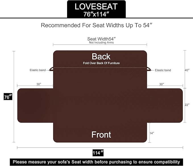 U-NICE HOME Loveseat Sofa Cover Reversible Couch Cover for Dogs with Elastic Straps Water Resistant Furniture Protector for Pets Couch Cover for 2 Cushion Couch (Loveseat, Orange/Taupe)