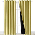NICETOWN Total Shade Curtains and Draperies, Heavy-Duty Full Light Shading Drapes with Black Liner Backing for Villa/Hall/Dorm Window(Paler Yellow, Package of 2, 70 inches Wide x 95 inches Long)
