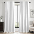 Topfinel 95 inch Living Room Curtains 2 Panels 100% Blackout Linen Texture Curtain Beige White Window Drapes with Back Tab Rod Pocket Light Blocking Thermal Insulated Curtains Pinch Pleated Drapes