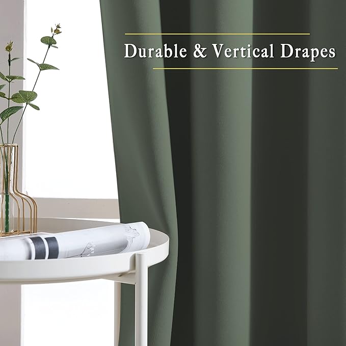 NICETOWN Blackout Curtains & Drapes for Bedroom - Room Darkening Thermal Insulated Grommet Voice Reducing Room Dividers Window Drapes (Dark Mallard, 2 Panels, W66 x L72)
