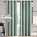 MIULEE Linen Texture 90 Inches Curtains for Bedroom 100% Blackout Thermal Insulated Seafoam Green Curtains Grommet Room Darkening Drapes for Living Room Nursery 52x90 Inch (2 Panels)