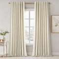 95 Inches Length Cream Colored Custom Blackout Linen Curtains Ivory Cream Pinch Pleated Noise Cancelling Curtains with Pin Hooks for Traverse Burlap Viral Drapes 2 Panels for Living Room Bedroom