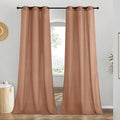 NICETOWN Linen Curtains for Windows 90 inch Long, Grommet Semi Sheer Vertical Drapes Privacy Added with Light Filtering for Doorway/Living Room, Terracotta, W42 x L90, 2 Pieces