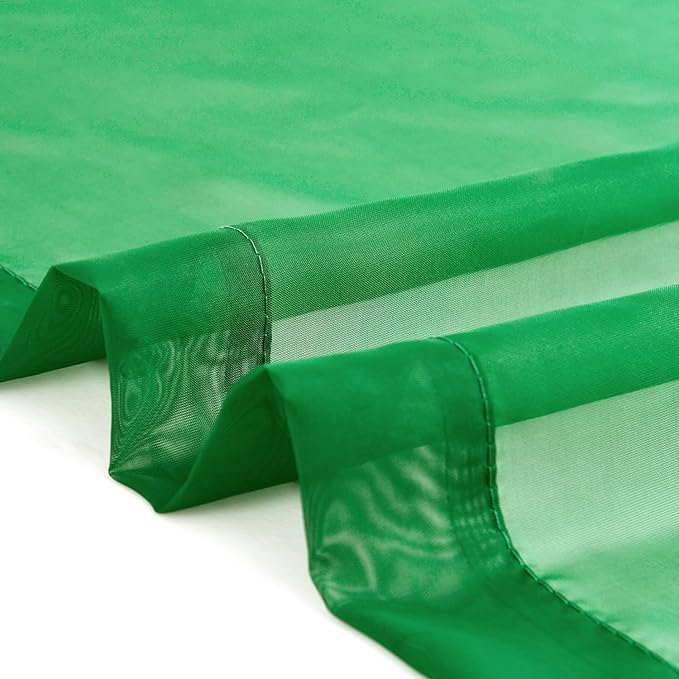 SpaceDresser Sheer Voile Window Treatment Rod Pocket Curtain Panels for Kitchen Bedroom Living Room Drapes Sunlight Filtering Privacy Semi Home Decor Assorted Colors Sizes (Green, 52 W x 84 L)