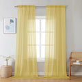 Chyhomenyc Mustard Yellow Sheer Curtains 96 inches Long 2 Panels, Light Filtering Soft Airy Solid Elegant Voile Window Treatment Drapes for Bedroom Living Room, 42Wx96L, 8FT L
