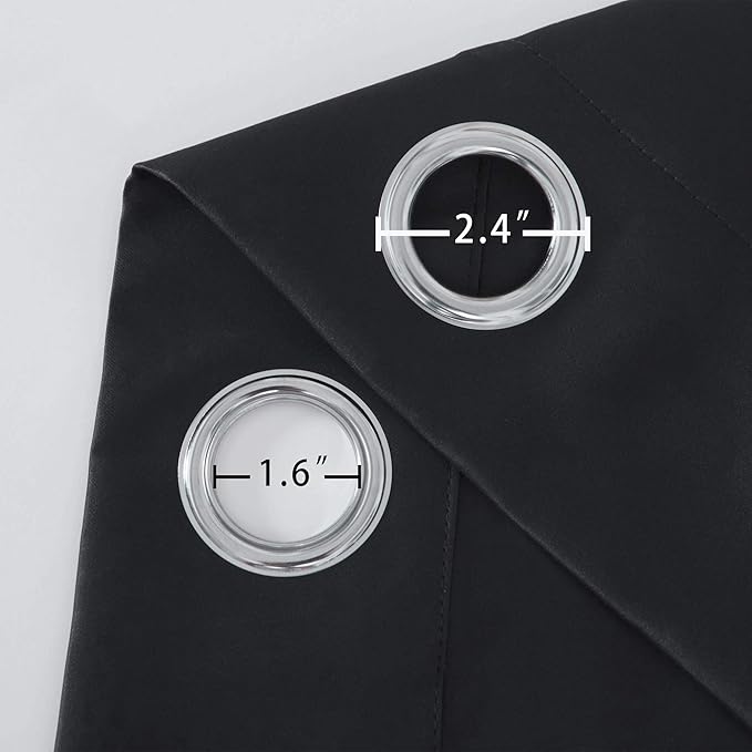 LEMOMO Black Blackout Curtains 66 x 63 Inch Length/Set of 2 Curtain Panels/Thermal Insulated Room Darkening Blackout Curtains for Bedroom