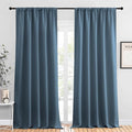 NICETOWN Blackout Curtains for Living Curtains, Smoky Blue, 2 Panels, 52 by 95, Room Darkening Window Curtain Panels, Easy-Care Solid Thermal Insulated Draperies/Drapes for Daughter Room