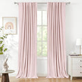 100% Blackout Shield Soft Pink Linen Blackout Curtains for Bedroom 90 Inches Long, Back Tab/Rod Pocket Living Room Drapes, Thermal Insulated Blackout Curtains 2 Panels Set, 50" W x 90" L