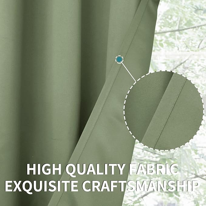 BGment Room Darkening Curtains 54 Inches Long - Grommet Thermal Insulated Drapes Window Treatment Curtains for Bedroom, 2 Panels, 52 x 54 Inch, Grass Green