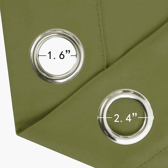 LEMOMO Olive Green Thermal Blackout Curtains/42 x 72 Inch/Set of 2 Panels Room Darkening Curtains for Bedroom