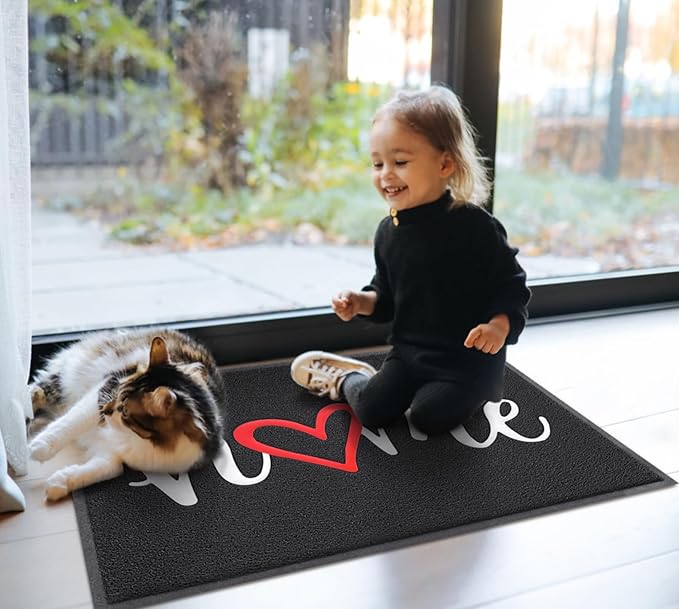 EARTHALL Door Mat Outside Inside Home Doormat, 32"x20", Durable Floor Mat Non Slip Mat Ultra Absorb Mud Easy Clean Front Doormat for Garage, Entryway, Patio, High Traffic Areas, Black