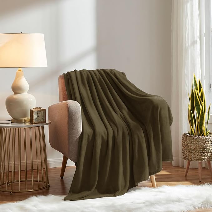 KMUSET Fleece Blanket Twin Size Dark Brown Lightweight Super Soft Cozy Fuzzy Bed Blankets Microfiber Factory Shop