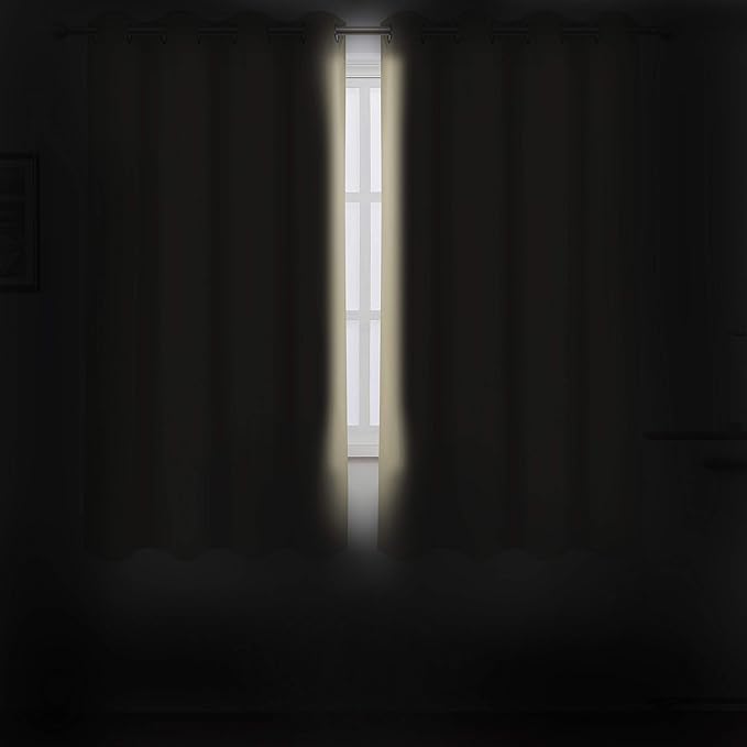 LEMOMO Beige Thermal Blackout Curtains/52 x 63 Inch/Set of 2 Panels Room Darkening Curtains for Bedroom