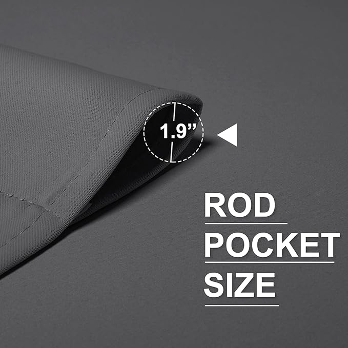 RYB HOME Blackout Curtains for Bedroom Living Room 63 inches Long, Thermal Insulated Privacy Rod Pocket Drapes for Nursery Office Home Theater, Width 34 by Length 63, Grey, 2 Panels