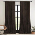 RYB HOME Brown Blackout Curtains 96 inches Long Velvet, Room Darkening Thermal Insulated Drapes with Hook Belt for Bedroom Home Theater, W 52 x L 96 inches, 2 Panels Set
