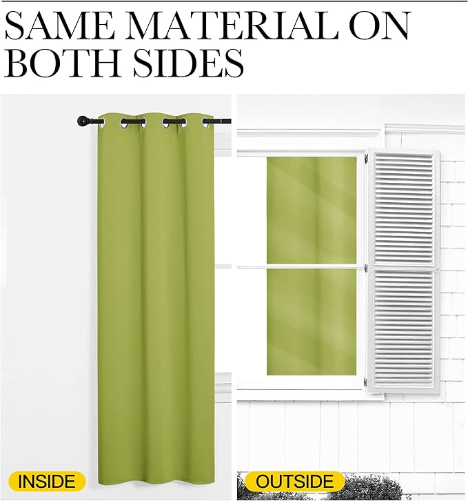 NICETOWN Fresh Green Blackout Curtains 40 inches Length for Kitchen, 2 Panels, 29" Wide, Thermal Insulated Decoration Drapes for Small Window