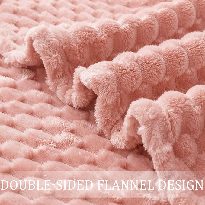 Exclusivo Mezcla Fleece King Blanket for Bed, Extra Large Fuzzy Dusty Pink Bed Blankets, Soft Cozy Plush Sofa Throws for All Seasons, 90x104 Inches