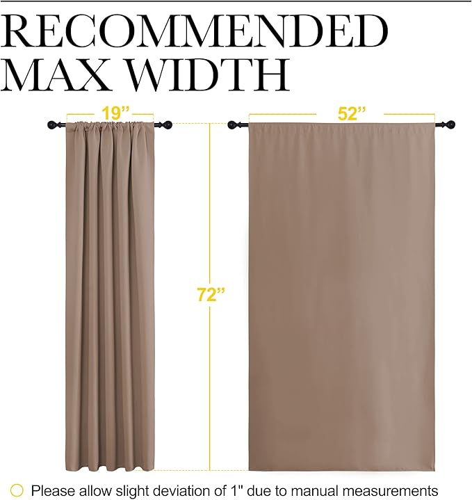 NICETOWN Kids Blackout Curtain Panels - Window Treatment Thermal Insulated Solid Rod Pocket Blackout Drapes for Bedroom (Cappuccino, Set of 2, 52 by 72 Inch)