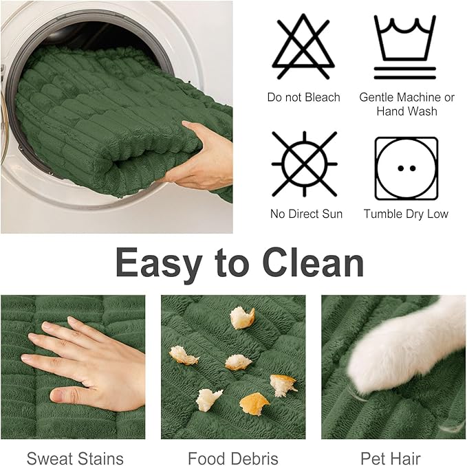 hyha Couch Covers for Dogs Washable, Non Slip Plush Dog Sofa Protectors, Fuzzy Pet Couch Covers for 3 Cushion Sofa Pet Friendly (Dark Green, 27.6" x 88")