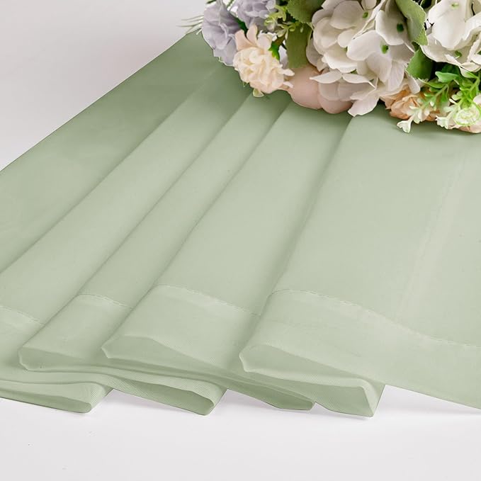 OWENIE Sheer Curtain 96 Inch Long 2 Panels Set, Light Filtering Clear Rod Pocket Soft Sheer Curtain 95 for Bedroom/Living Room, 2Pcs, Each 42" W x 96" L, Light Grey