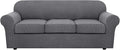 H.VERSAILTEX 4 Piece Stretch Sofa Covers for 3 Cushion Couch Covers for Living Room Furniture Slipcovers (Base Cover Plus 3 Seat Cushion Covers) Upgraded Thicker Jacquard Fabric (Sofa, Grey)