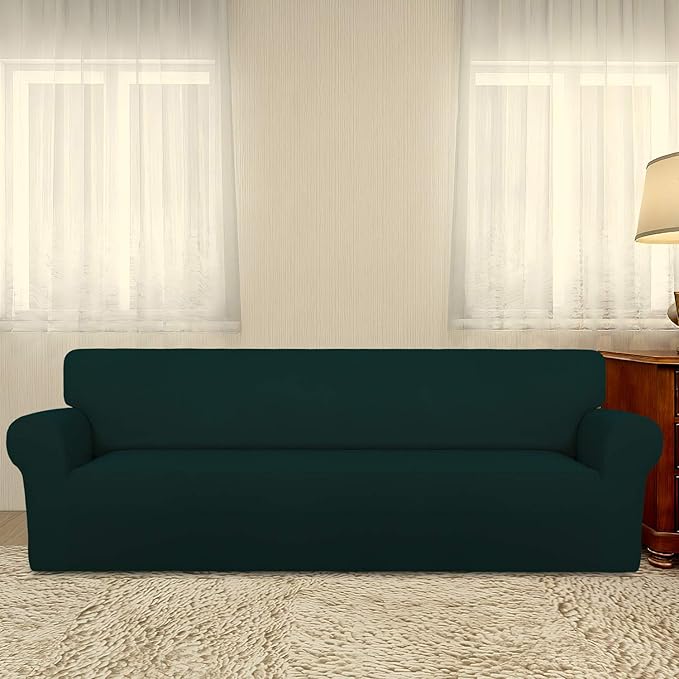 PureFit Super Stretch 4 Seater Sofa Slipcover – Spandex Non Slip Soft Couch Sofa Cover, Washable Furniture Protector with Non Skid Foam and Elastic Bottom for Kids, Pets （XX Large, Deep Teal）