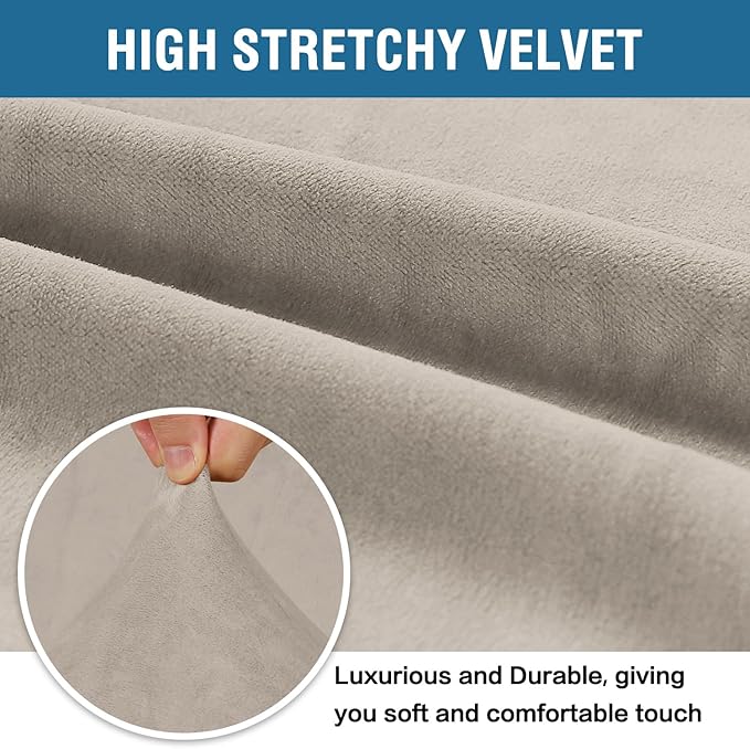H.VERSAILTEX Stretch Velvet Loveseat Covers for 2 Cushion Couch Covers for Living Room Sofa Covers Slipcovers with Non Slip Straps Bottom, Ultra Thick Comfy Velour (Width 58"-72", French Oak)