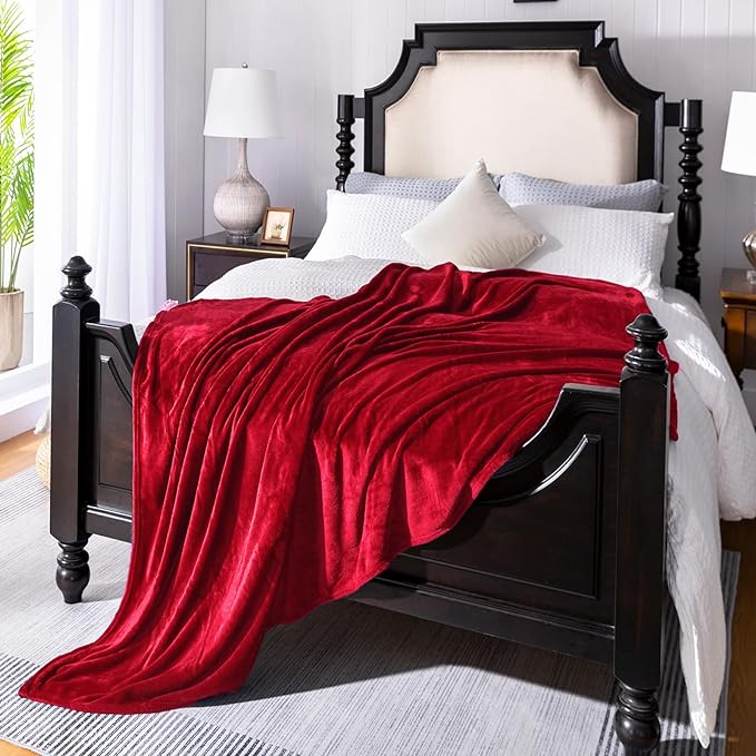 JIAHANNHA Red Throw Blanket Fleece Blanket 60"x80",Super Soft Cozy Plush Throw Blanket for Couch Sofa Bed,Warm and Lightweight Bed Blankets for Adults