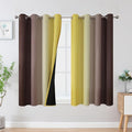 Estelar Textiler Yellow and Brown Blackout Curtains, Full Light Blocking Gradient Grommet Drapes for Living Room, Thermal Insulated Ombre Curtains for Bathroom, 52Wx54L, 2 Panels