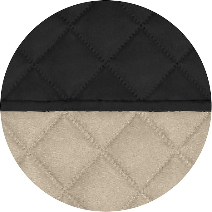 PureFit Reversible Quilted Sofa Cover, Water Resistant Slipcover Furniture Protector, Washable Couch Cover with Non Slip and Elastic Straps for Kids, Dogs, Pets (Chair, Black/Beige)