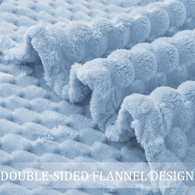 Exclusivo Mezcla Fleece Throw Blanket for Couch, Extra Large Fuzzy Stone Blue Bed Blankets, Soft Cozy Plush Sofa Throws for All Seasons, 50x60 Inches