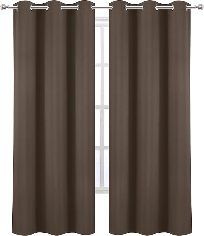 LEMOMO Chocolate Brown Thermal Blackout Curtains/42 x 95 Inch/Set of 2 Panels Room Darkening Curtains for Bedroom