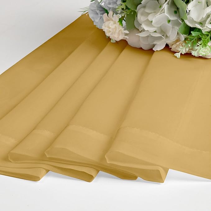 Chyhomenyc Gold Sheer Curtains 36 inch Length 2 Panels Set, Light Filtering Voile Rod Pocket Short Window Curtians for Bathroom Living Room Farmhouse Small Windows, Each 42Wx36L in, 2PCS, Gold