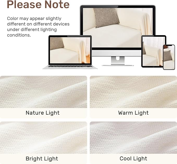 Sectional Couch Covers, 2 Pieces Washable L Shaped Couch Covers Sofa Blanket for Dogs Pet Friendly Sectional Sofa Slipcovers Furniture Covers,71"x 110"+ 71"x 118",(X-Large,Cream White)