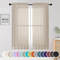 OWENIE Sheer Curtains 63 inch Length 2 Panels Set, Light Weight Soft Solid Light Filtering Fimly Sheer Curtains for Bedroom/Living Room/Dining Room/Nursery, Rod Pocket Window Treatments, 42Wx63L inch