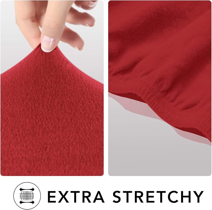 PureFit Super Stretch Chair Sofa Slipcover – Spandex Non Slip Soft Couch Sofa Cover, Washable Furniture Protector with Non Skid Foam and Elastic Bottom for Kids, Pets （Chair, Red）