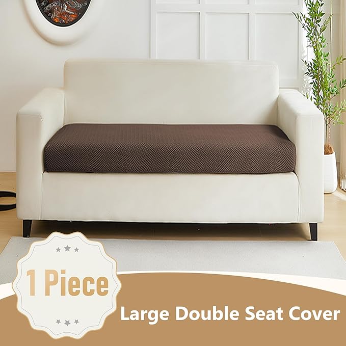 Couch Cushion Covers for Sofa Couch Covers Wear-Resistant Universal Sofa Cover Washable Stretch for Sectional Slipcovers (Texture-Brown,Large Double Seat Cover)