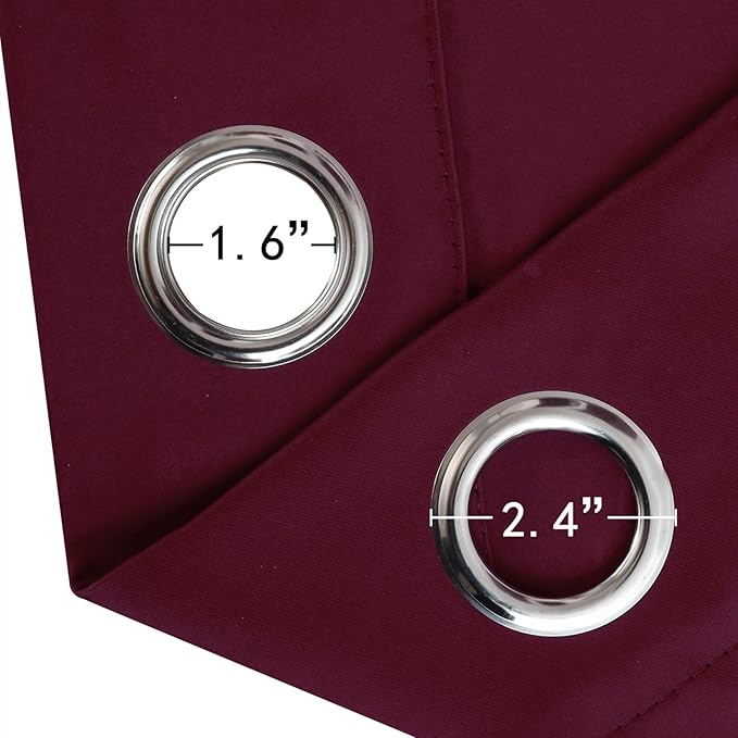 LEMOMO Blackout Curtains 52 x 90 Inch Long Burgundy Red Curtains Set of 2 Panels Room Darkening Curtains for Bedroom and Living Room