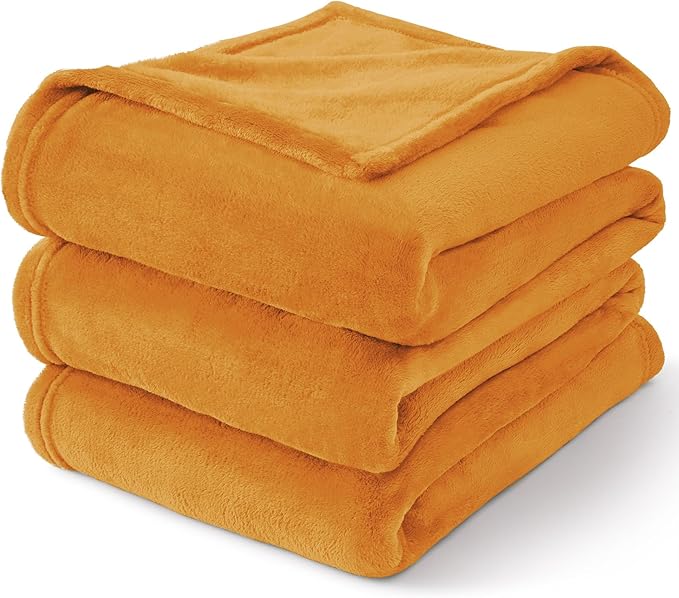 BEDELITE Burnt Orange Throw Blankets for Couch & Bed, 300GSM Luxury Plush Cozy Fleece Blanket 50" x 60", Super Soft Lightweight Fall Blanket for Travel Camping