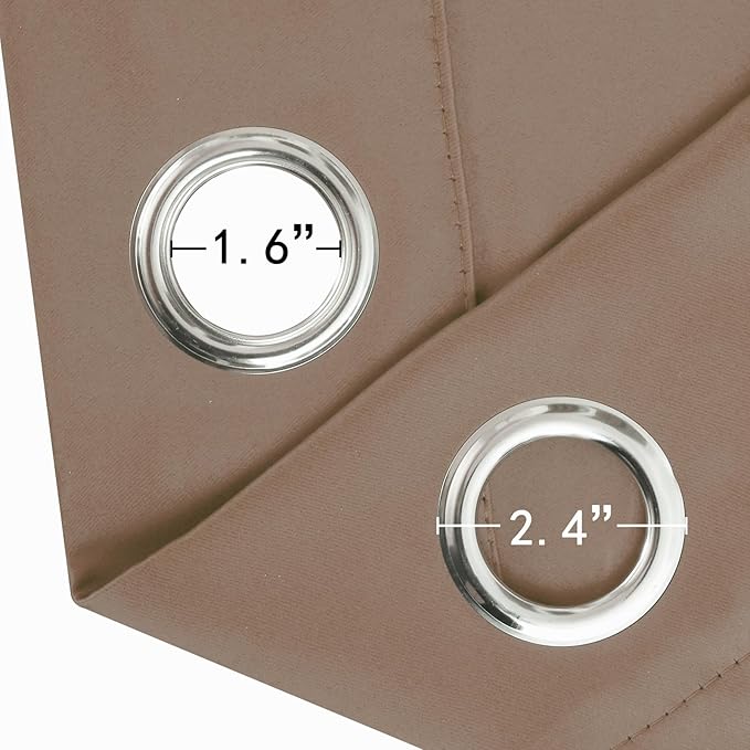 LEMOMO Blackout Curtains 52 x 90 Inch Long Cappuccino Curtains Set of 2 Panels Room Darkening Curtains for Bedroom and Living Room