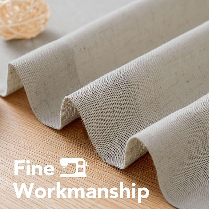 H.VERSAILTEX Living Room Linen Curtains - Nickel Grommet, Semi-Sheer, Energy Saving, Light Filtering Panels for Bedroom, Oatmeal, 2 Panels, 52 x 72 Inch