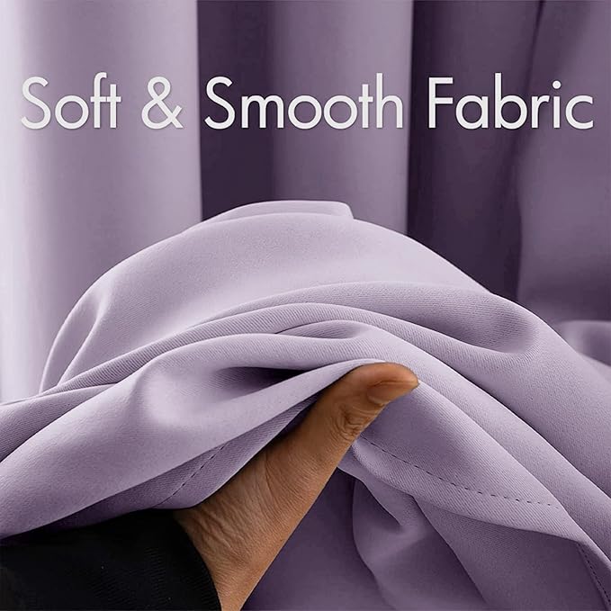 MIULEE Blackout Curtains for Bedroom Living Room Thermal Insulated Room Darkening Grommet Top Solid Light Blocking Drapery Set of 2 Window Panels 52 x 72 Inches Lilac